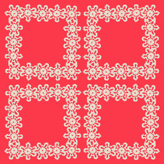 Christmas card of decorative snowflakes of white thread 