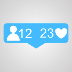 Like, follower, comment icons. Vector illustration.