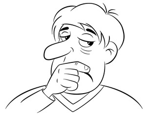 Cartoon eines nachdenklichen Mannes 