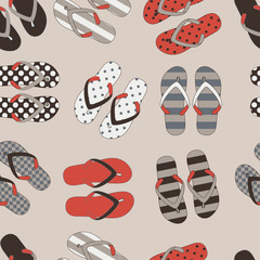 Seamless pattern with colorful flip flops.