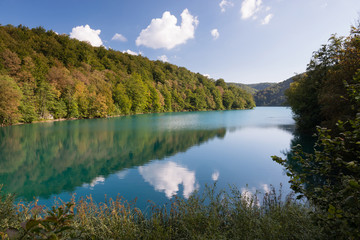 Azure Plitvice lakes, national park, Croatia, UNESCO
