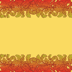 Autumn leaves border. Brightly colored.