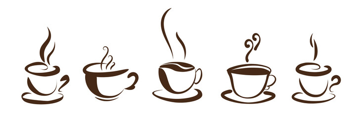 coffee cups isolated icon. brown silhouette on white background. simple flat design.