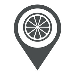 Icono plano localizacion rodaja limon gris