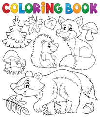 Naklejka premium Coloring book forest wildlife theme 1