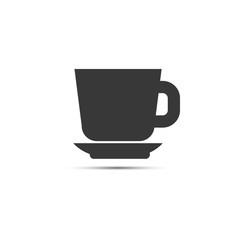 Simple black cup icon. Flat sign of tea or coffee cup. Vector isolated object.