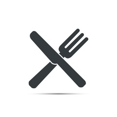 Crossed fork and knife icon. Restaurant cutlery sign. Vector isolated flat object.