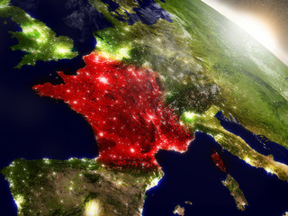 France from space highlighted in red