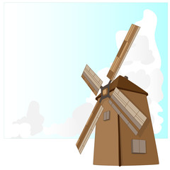 Windmill illustration. Retro. Vector.