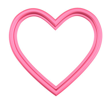 Pink heart picture frame isolated on white. 3D illustration.