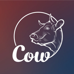 painted cow head logo. logotype design. Milk icons for advertising, grocery, agriculture store, packaging...