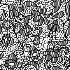 Rolgordijnen Lace seamless pattern with flowers © comotomo