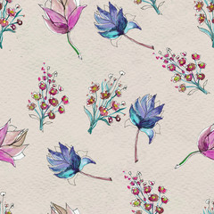 Seamless pattern with colorful flowers
