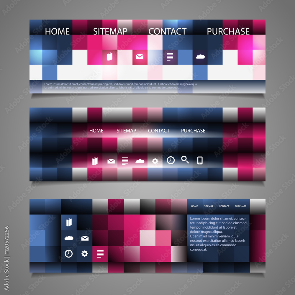 Poster Web Design Elements - Abstract Header Design with Colorful Checkered Pattern