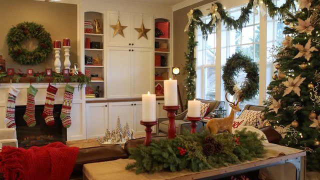 Interior shot of home decorated for Christmas