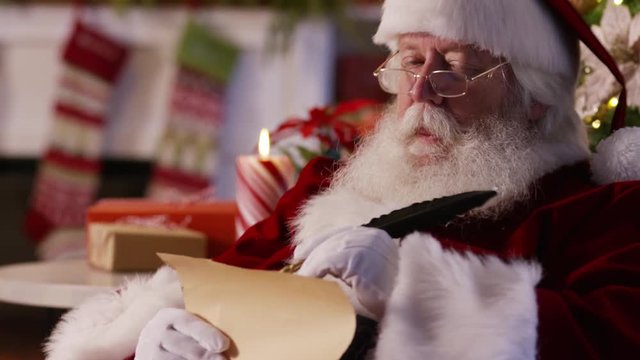 Portrait of Santa Claus writing on list