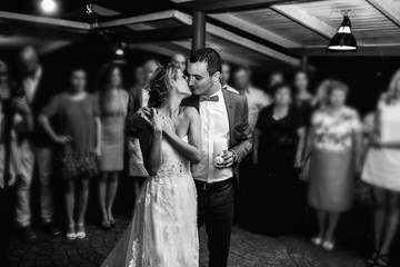 Stylish newlyweds in restaurant © IVASHstudio