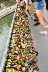 Love locks on Pont des Arts, Paris, France.