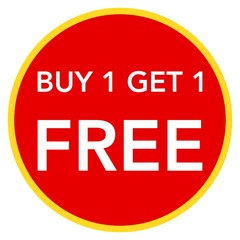 Buy one get one free, promotional sale label