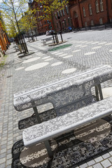 Metal bench in the streets of Copenhagen