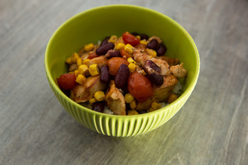 Rice dish with chicken and vegetables