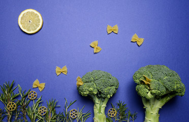 butterfly pasta fly in the lemon sun