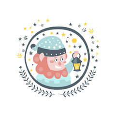 Gnome Fairy Tale Character Girly Sticker In Round Frame