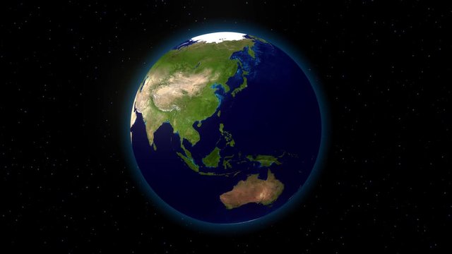 Earth from space turning spinning globe world blue marble satellite map 4k