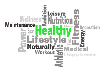 Healthy lifestyle fitness concept word cloud