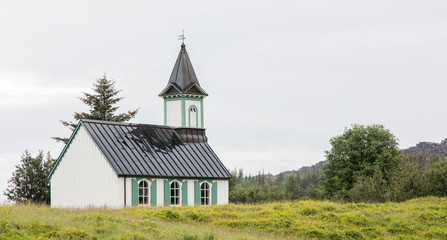 Obraz premium White Church in Thingvellir National park - Iceland