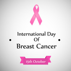 Illustration of Pink Ribbon for International Day of Breast Cancer