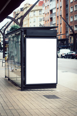 billboard blank on bus stop