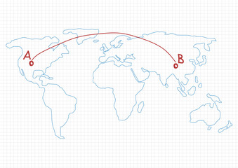 Hand drawn world map