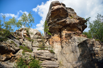 Nature Stone city landscape - rock formation in Central Russia, Ural