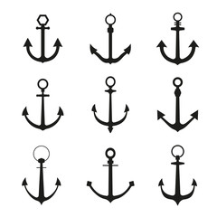 Set of anchor symbols or logo template vector
