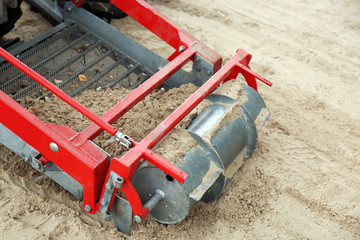 Beach cleaner machine, closeup