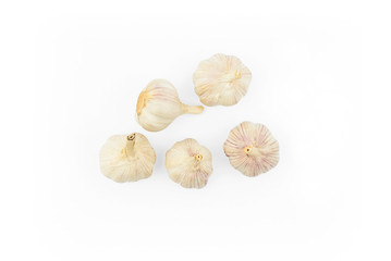 Top View Garlic isolated on white background