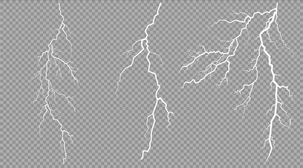 vector electrical and lightning on transparent background