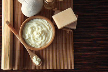 Spa composition on wooden background