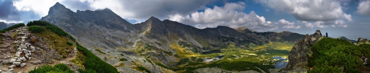 Panoramic landscape of Hala Gasienicowa in Tatra mountain - obrazy, fototapety, plakaty