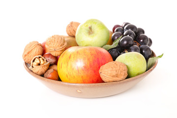 assortment of fruit-apple,grape,nut