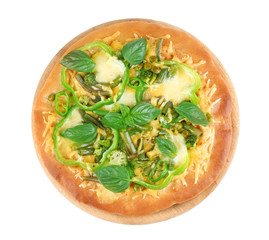 Tasty vegetarian pizza isolated on white