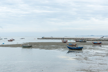 Small fishing boat at seaside of Bangpra, Chonburi province,thailand
