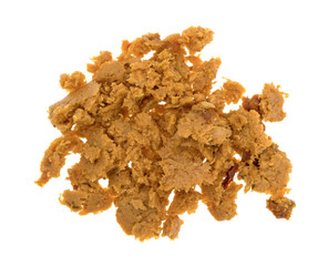 Albacore tuna with sundried tomatoes and olive oil isolated on a white background.