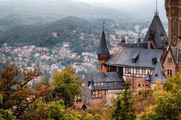 Fototapeta na wymiar Blick auf das Schloss Wernigerode Harz