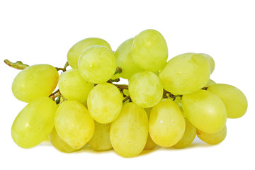 Ripe green grapes isolated on white background