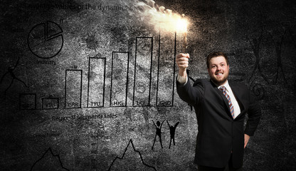 He is searching for solution . Mixed media