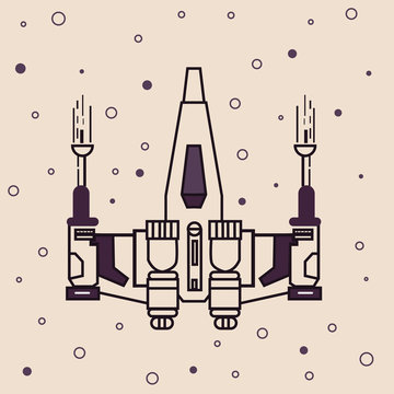 space craft fighter jet futuristic icon drawing illustration