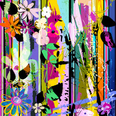 abstract background composition with flowers, with strokes, spla