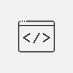 coding line icon, outline vector pixel perfect illustration, linear pictogram isolated on white